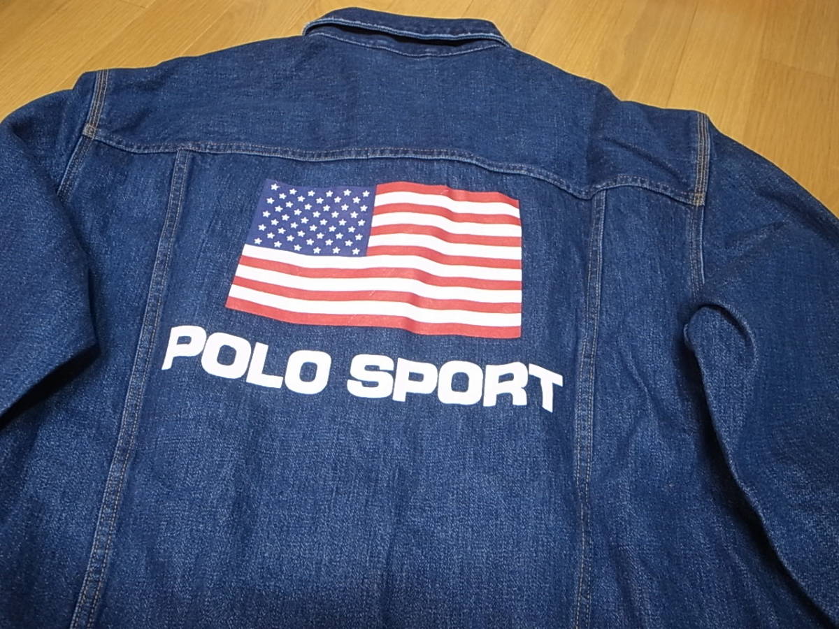 【送料無料 即決】POLO SPORT FLAG LOGO DENIM JACKET復刻ポロスポーツ Gジャン デニムジャケットUSAアメリカ星条旗 XL新品LIMITED EDITION_画像2