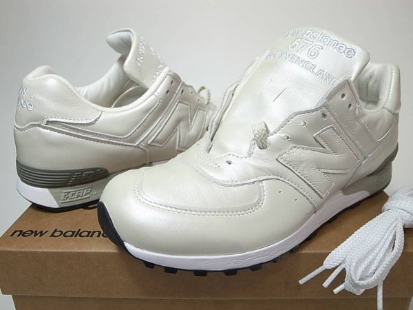 【送料無料 即決】NEW BALANCE UK製 M576PRL 26.5cm US8.5新品PEARL30周年PITTARDSパールライズレザー真珠オールレザー天然皮革ホワイト白