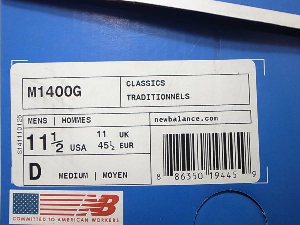 送料無料 即決】J.CREW x NEW BALANCE USA製 M1400G 29.5cm US11.5新品