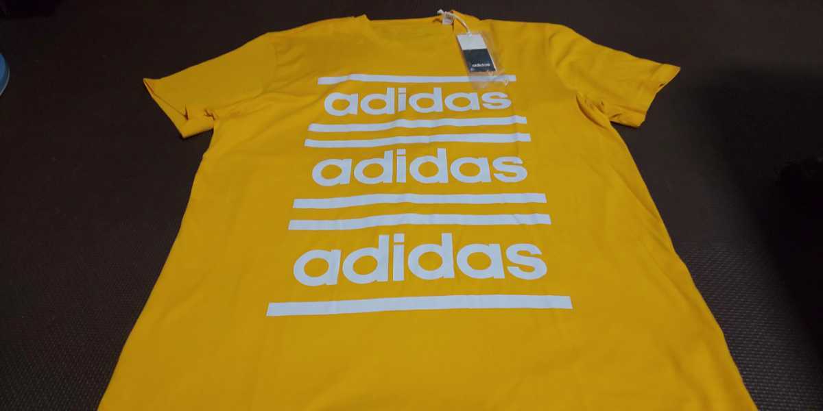  с биркой adidas желтый цвет, Logo белый, короткий рукав стрейч tops размер XO