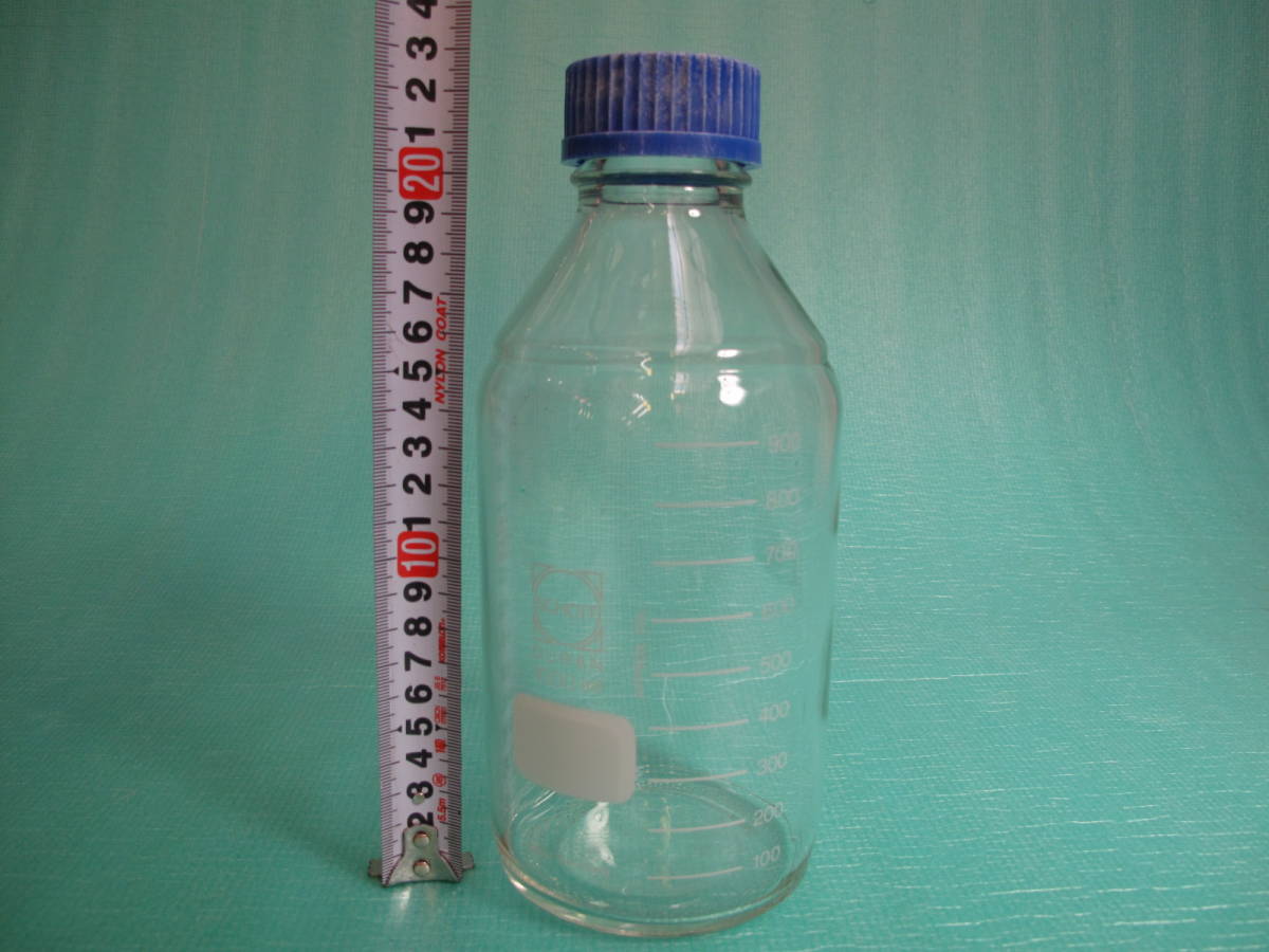 SCHOTT DURANメジューム瓶　ガラスボトル　青キャップ付　1000mL　ガラス瓶　保存瓶　④_画像8