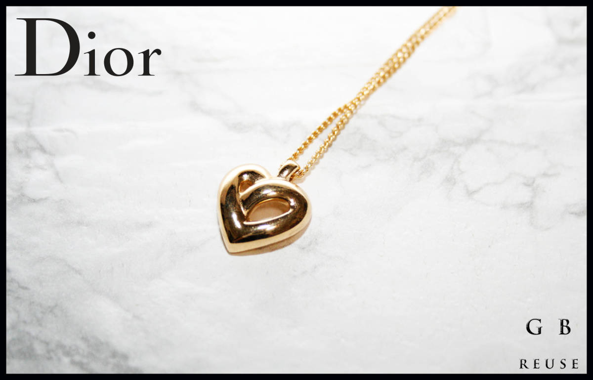 美品　Christian Dior　ディオール　ネックレス　オープンハート　ゴールドメッキ