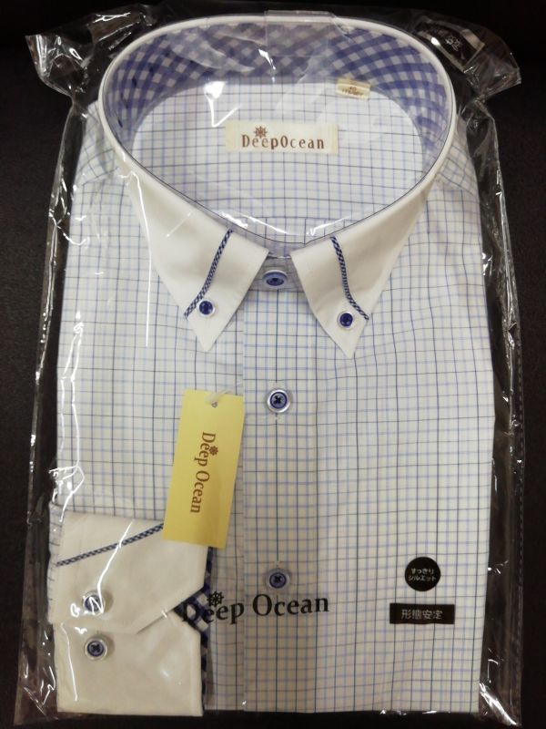 DeepOcean メンズ 長袖Yシャツ⑤首周り40 形態安定 ビジネス サラリーマン 会社員_画像1