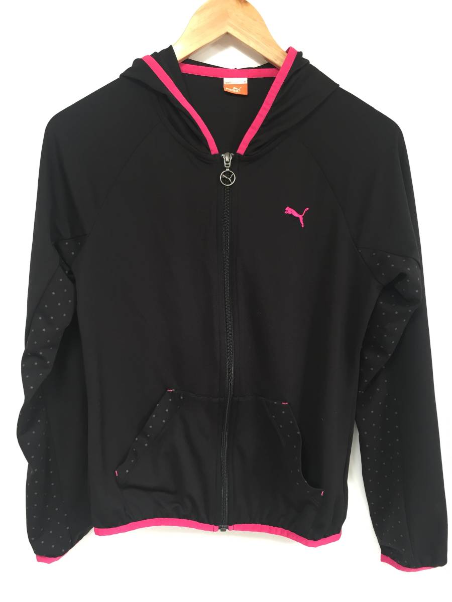  бесплатная доставка PUMA Puma Lady s Zip выше спортивная одежда черный розовый с капюшоном . размер M Parker 