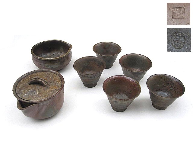 ヤフオク! - 備前焼 茶器セット 難波好陽作 煎茶揃 茶道具