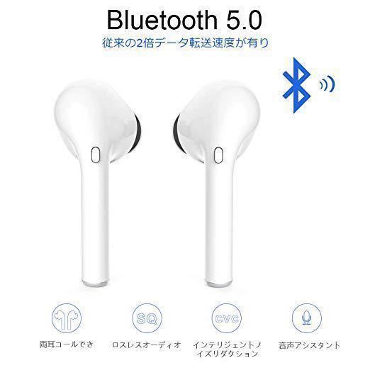 【2019最新版】Bluetoothイヤホン 高音質 自動ペアリング Bluetooth5.0 完全ワイヤレス イヤホン マイク付き Siri対応 ミニ 超軽量_画像2