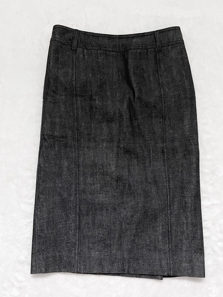 YVES SAINT LAURENT rive gauche Italy made tight skirt size38 Denim black black Yves Saint-Laurent livugo-shu lady's 
