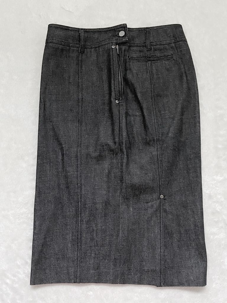 YVES SAINT LAURENT rive gauche Italy made tight skirt size38 Denim black black Yves Saint-Laurent livugo-shu lady's 