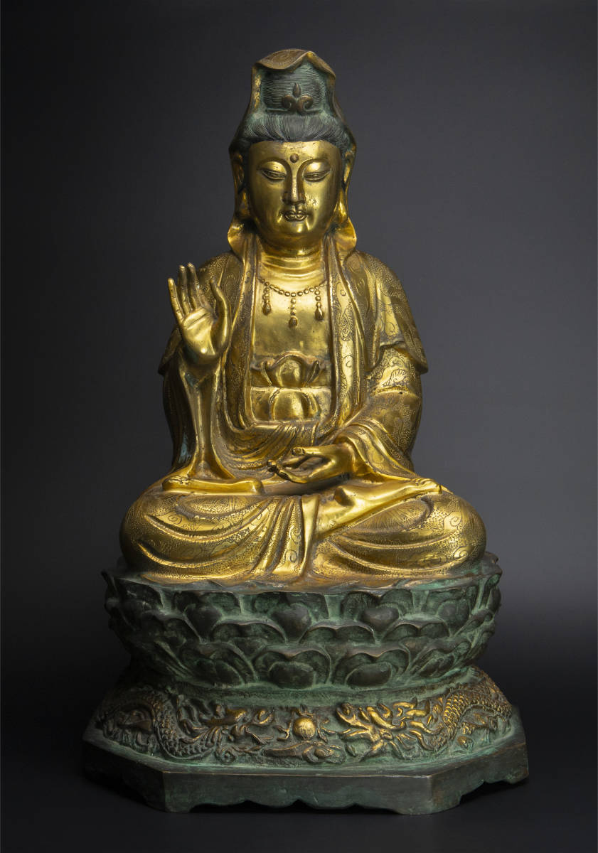 中国古董，古銅釋迦牟尼坐像，高11.5cm，重1100克，仏教美術-