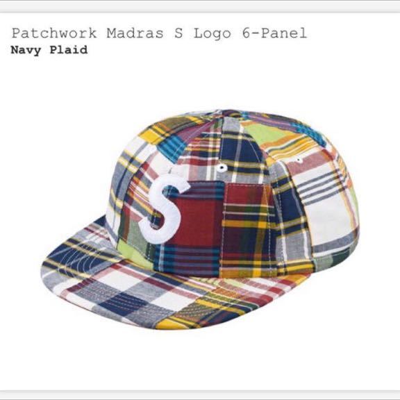 【新品】19ss Supreme Cap Patchwork Madras S Logo 6-Panel シュプリーム キャップ 帽子