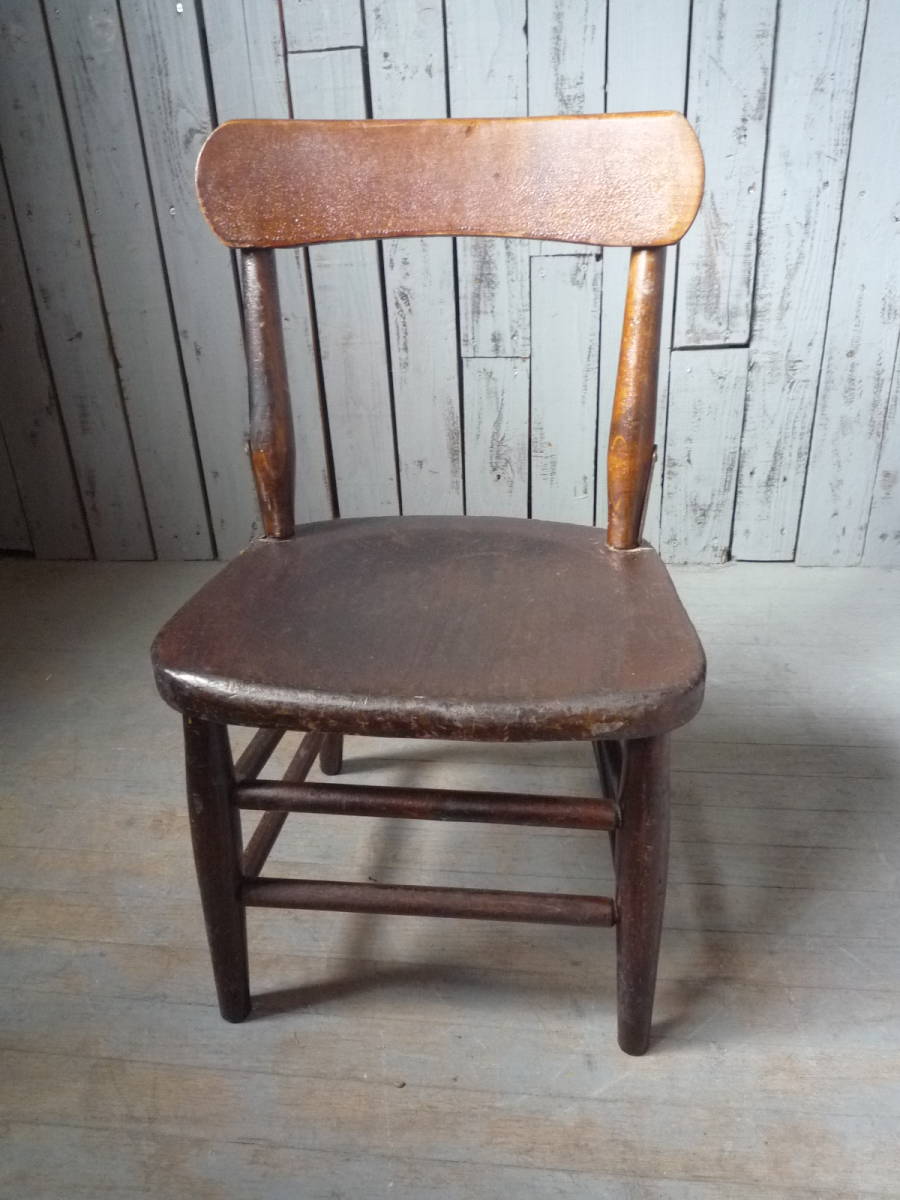 Qk104 1950年代 アメリカ製 ヴィンテージ 木製 子供用 椅子 ヴィンテージチェア 輸入 花台 シャビーシック 古道具 US 家具 スクールチェア_画像2