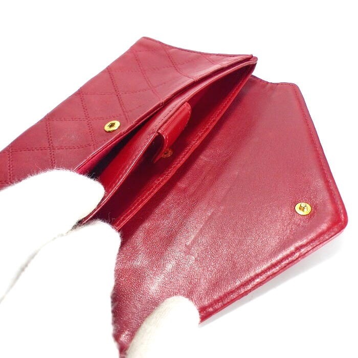 シャネル 新品 未使用 ビコローレ 長財布 マトラッセ 赤 レッド ココ
