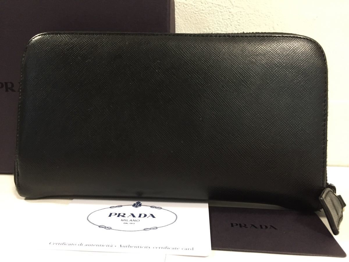 PRADA/プラダ サフィアーノ ラウンドジップ長財布 107刻印有 PRADA/プラダ サフィアーノ ラウンドジップ長財布 107刻印有