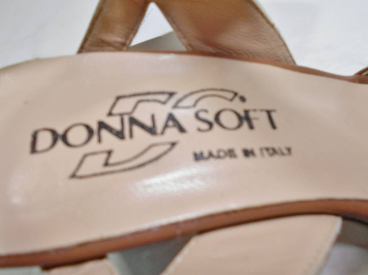 大特価★新品定価3.7万タグ付★サンダル イタリア製 DONNA SOFT 36★チャンキーヒール 茶系キャメル シルバー 23.5ストラップバックベルト _画像10