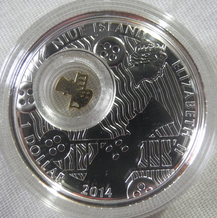 ニウエ Niue 1ドル銀貨 2014年 24金P ラッキーコイン Chimney Sweep Symbols of Luck 新品レア！ニュージーランド エリザベス 純銀_画像3