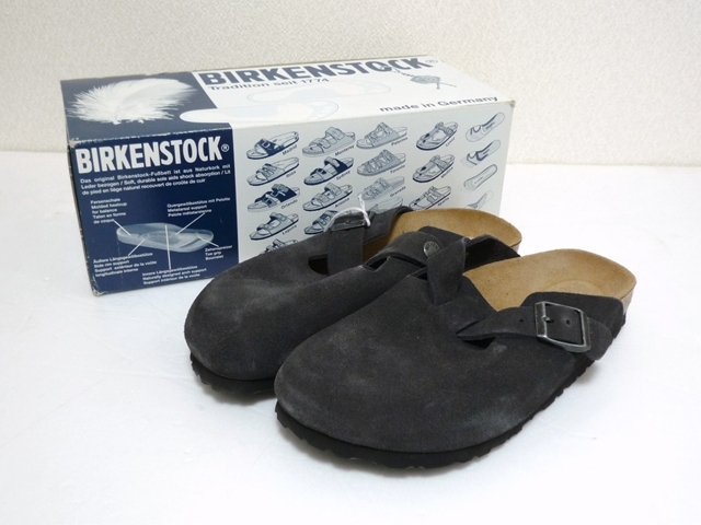 春夏新作モデル サンダル 靴 ボストン Boston ビルケンシュトック BIRKENSTOCK ドイツ製 グレー 男女兼 スウェード メンズ5 レディース7 38(24.5cm) 箱付き 24.5cm