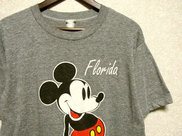 80's USA製 Velva Sheen Disney ミッキー プリント Tシャツ★杢グレー ディズニー フロリダ ベルバシーン ビンテージ OLD アメリカ製_画像3