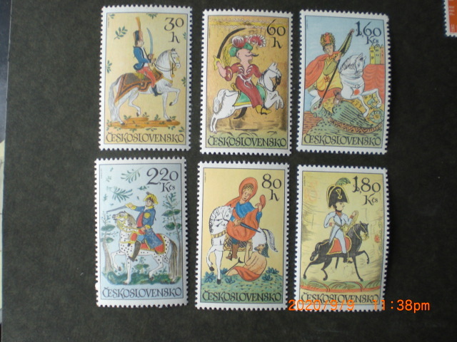 18世紀のタイル画ー人と馬　６種完　未使用　1972年　チェコスロバキア共和国　VF/NH_画像1