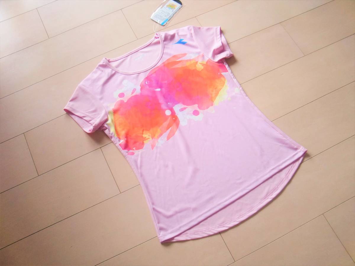 209214　新品　DIADORA　グラフィック　Tシャツ　ピンク　L　￥3200_画像1