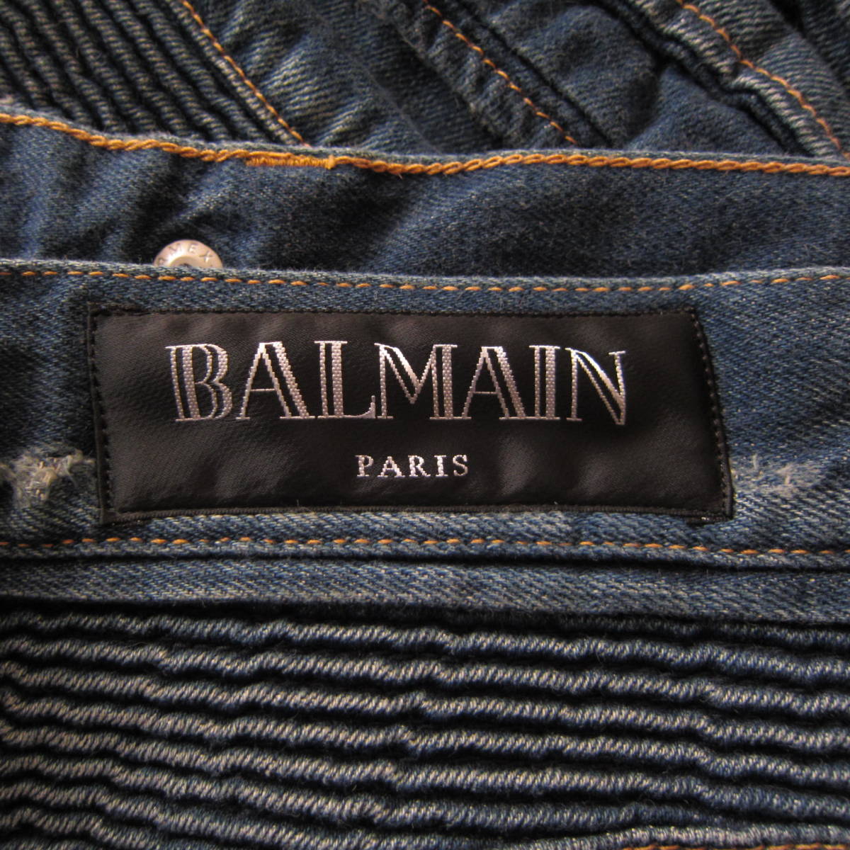 未使用品　国内正規品　BALMAIN　バルマン　ダメージリペア加工　バイカーデニム　 インディゴ　サイズ３０_画像3