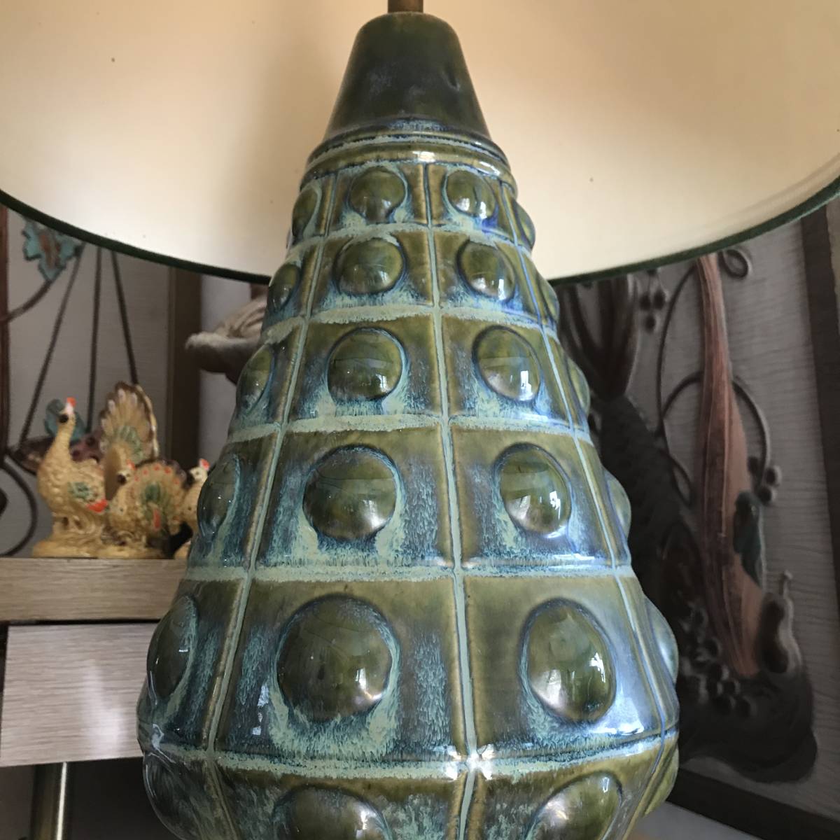  rare *50\'s~60*s America antique pineapple? Hawaiian . ceramics shade lamp interior USA/ furniture aro is west coastal area store furniture 