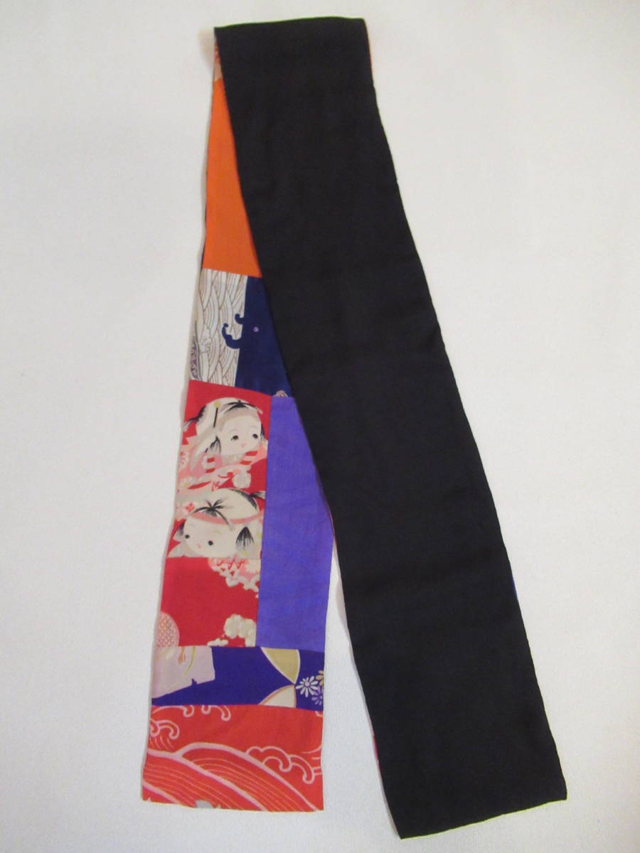 ハンドメイド和服リメイクパッチワークスカーフ　古布　一点物　オリジナル　絹