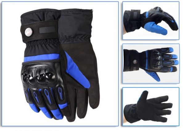 完全防水/スマホ対応/グローブ バイク用 ロード ガード 手袋 硬質プロテクション サイクリング スキー 厚手 レーシング 保温 ブルー・L_画像2