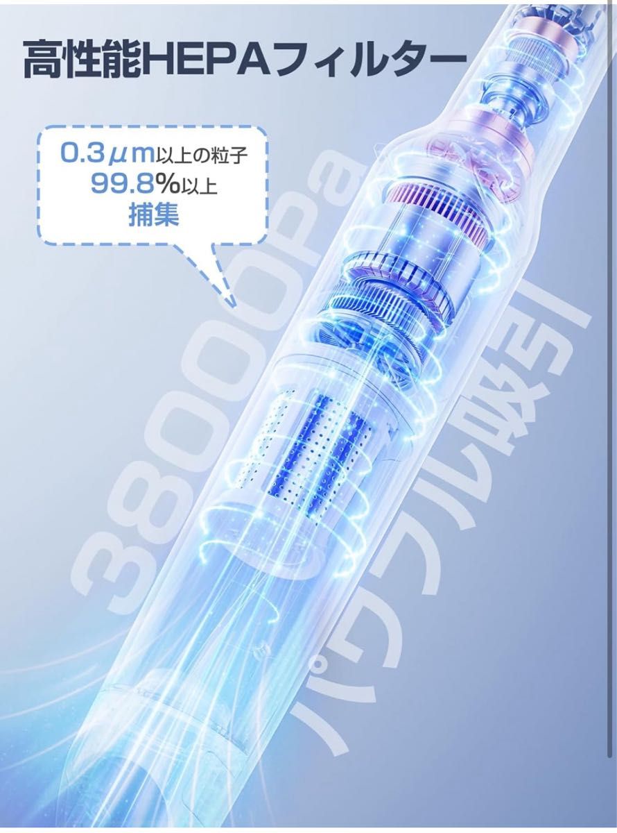 掃除機コードレス軽量置くだけ充電38Kpa強力吸引 最大40分連続