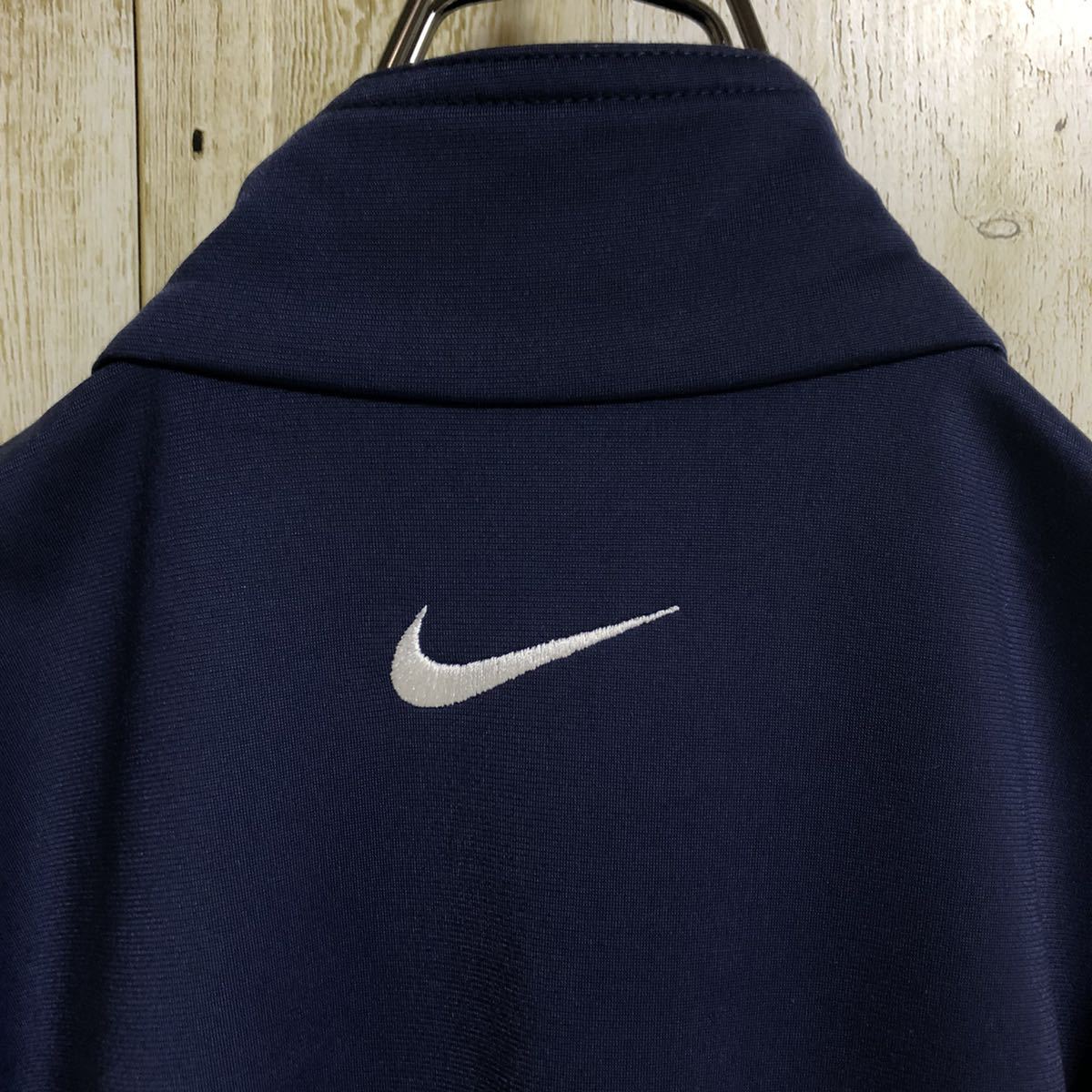 NIKE ナイキ ワンポイント 刺繍ロゴ スウッシュ サイドライン ユニセックス ジャージ トラックジャケット ジョグトップ Lサイズ相当 古着_画像7