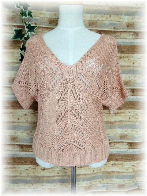 CECIL McBEE short sleeves V neck knitted M pink 