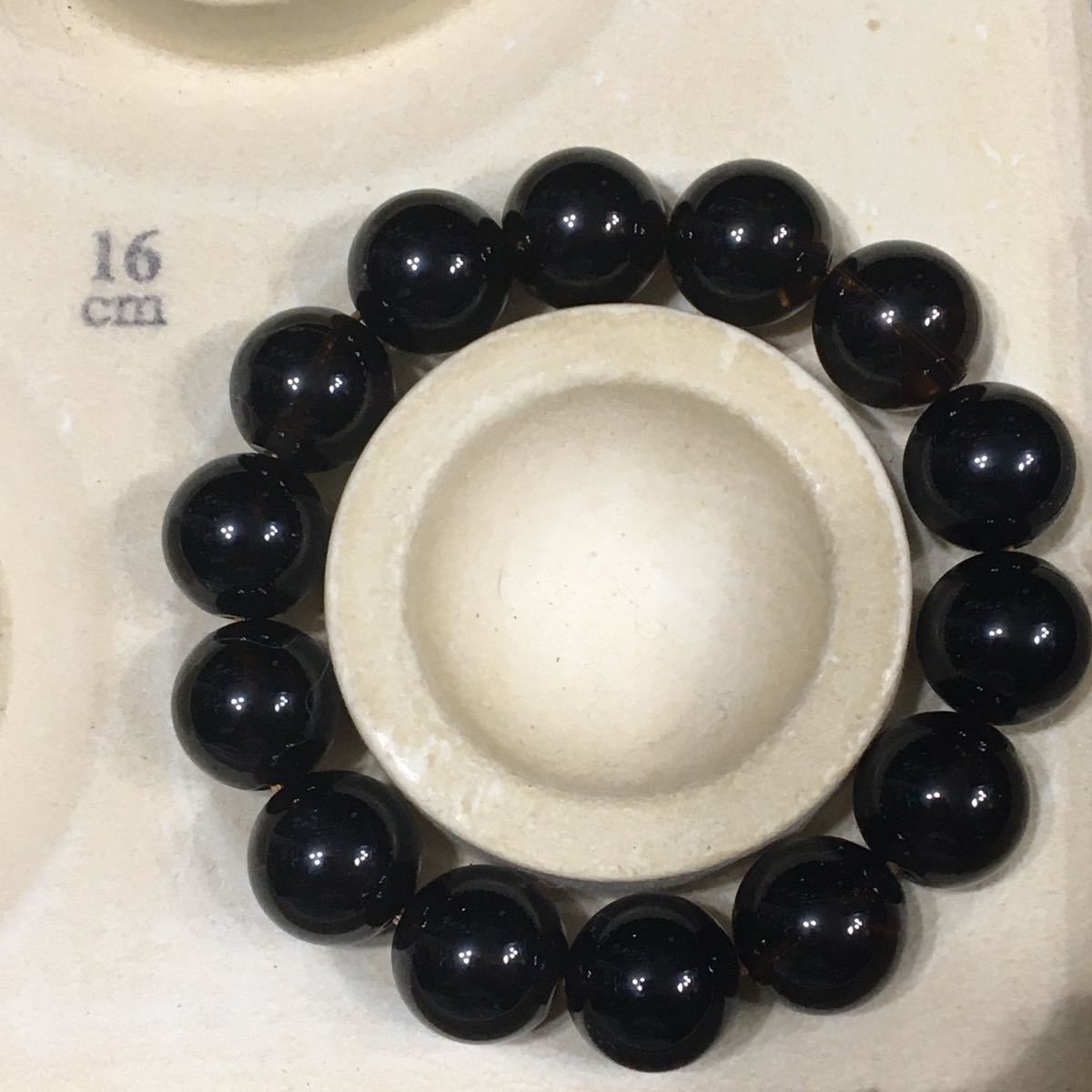 《No.347》高品質　ブラジル産黒水晶モリオン　14.5mm珠 内径16cm_画像4