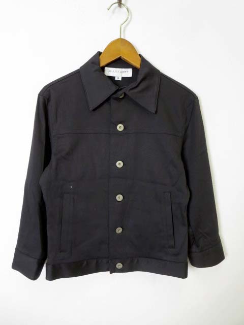 売れ筋アイテムラン ジルスチュアート JILL STUART ジャケット シャツ 7分袖 ロゴ 黒 人気の製品 コットン ストレッチ ブラック ボタン S