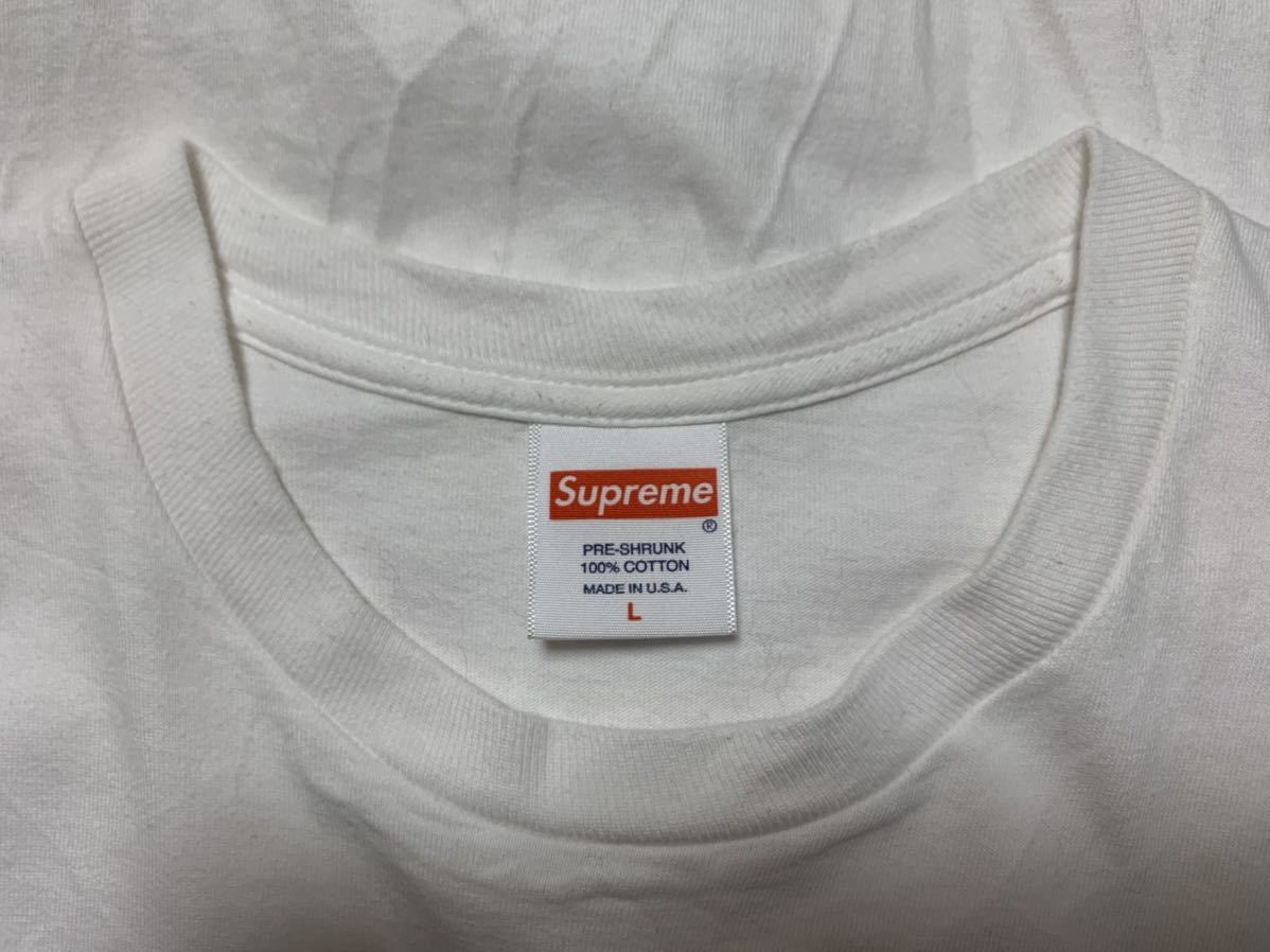 L Supreme Banner Tee 19FW Large White シュプリーム バナー Tシャツ 半袖 19AW ホワイト 白 中古3_画像4