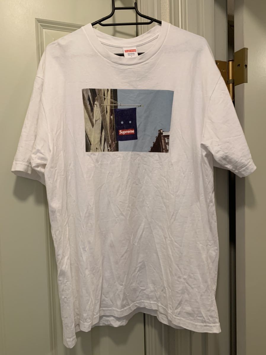 L Supreme Banner Tee 19FW Large White シュプリーム バナー Tシャツ 半袖 19AW ホワイト 白 中古3_画像1