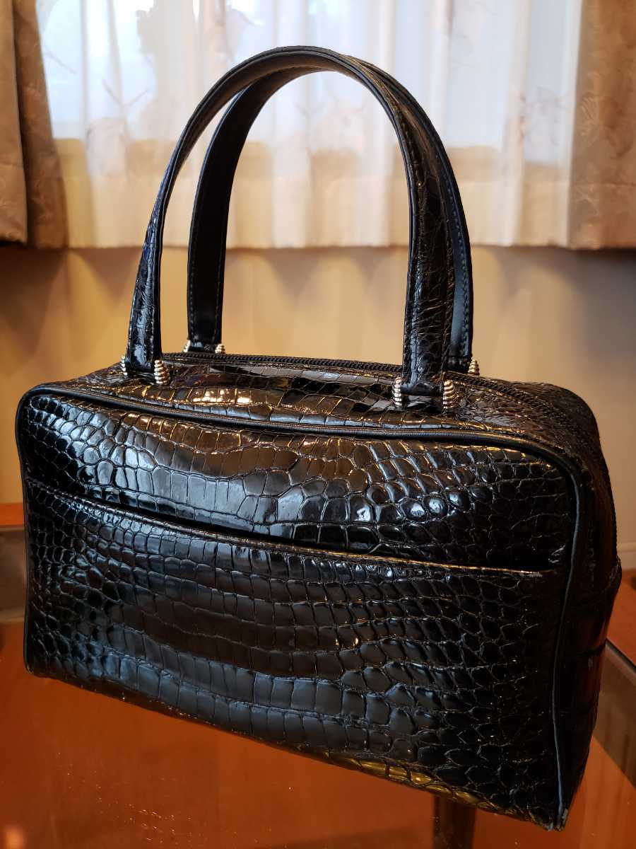 82%OFF 銀座三越購入 シャイニングクロコダイル 二本手ハンドバッグ