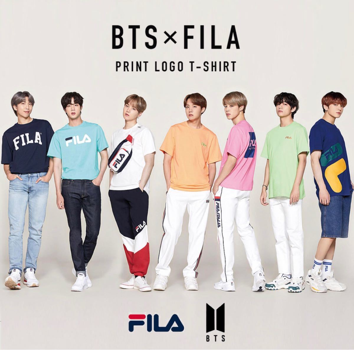 新品★FILA×BTSコラボTシャツ・JIN着用 ジン グリーン