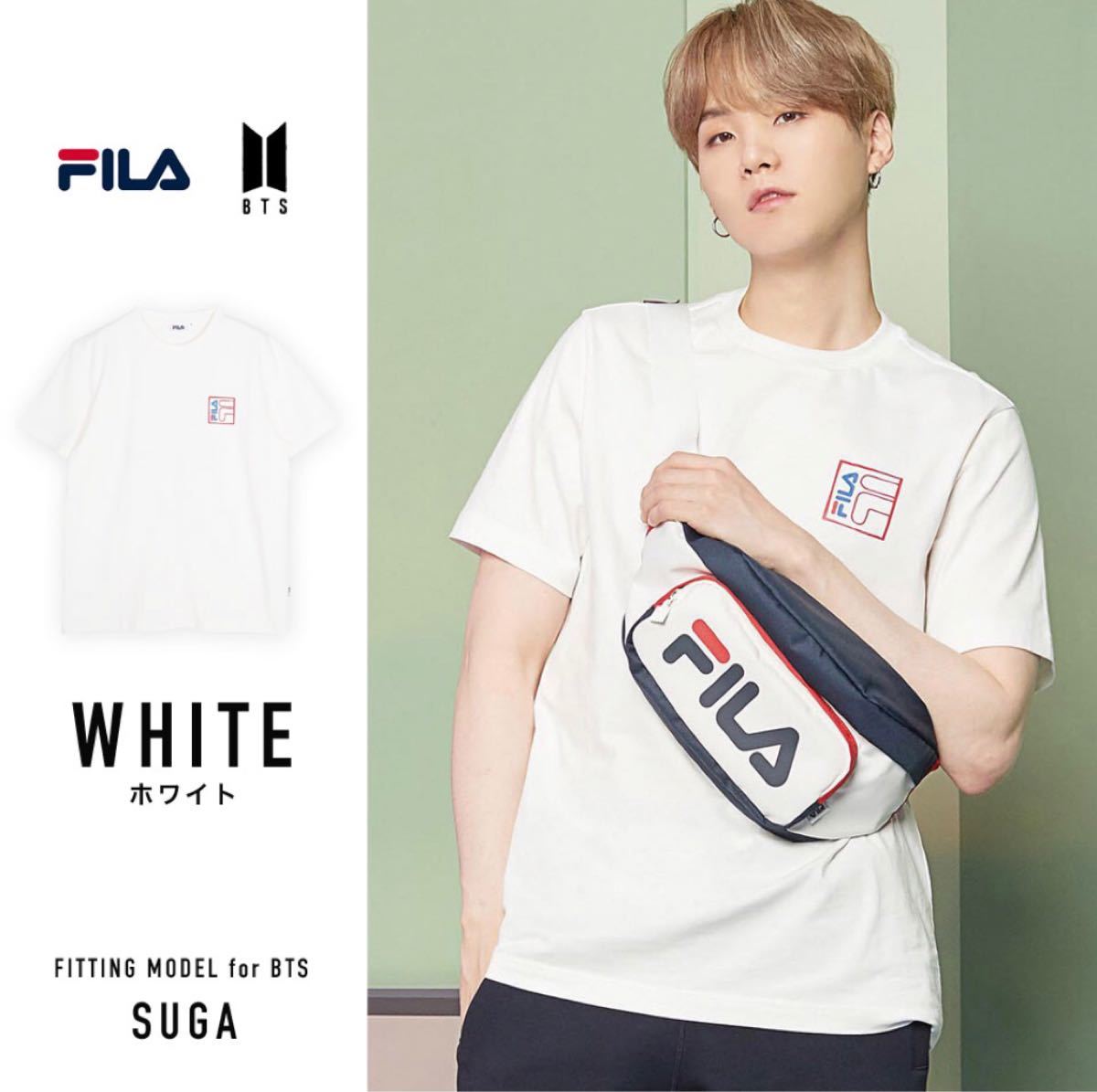 新品★FILA×BTSコラボTシャツ・SUGA着用 シュガ ユンギ ホワイト