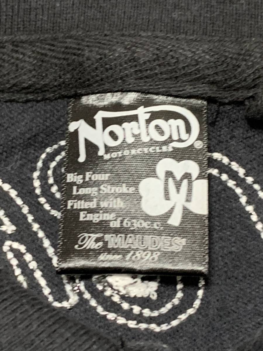 [Norton] 刺繍デザイン コットンポロシャツ M ブラック ノートン_画像3