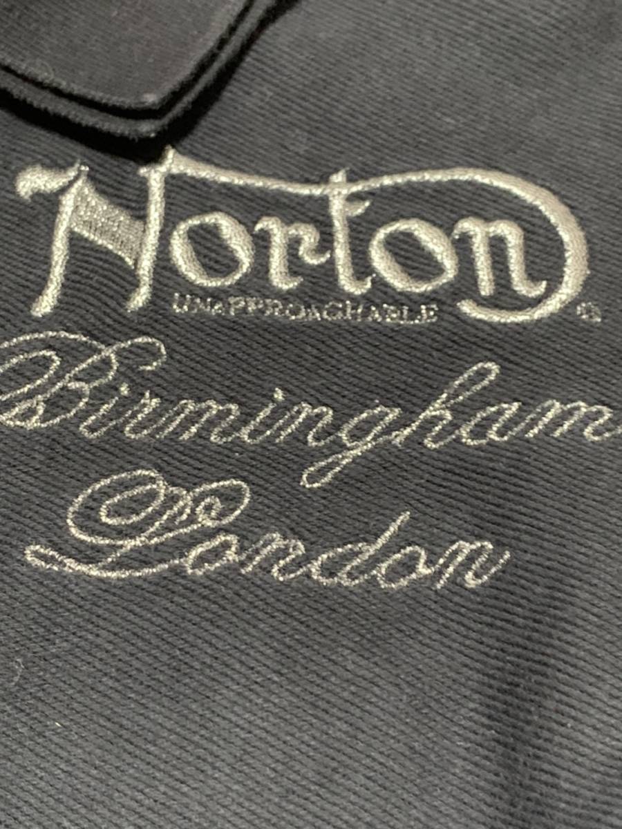 [Norton] 刺繍デザイン コットンポロシャツ M ブラック ノートン_画像7