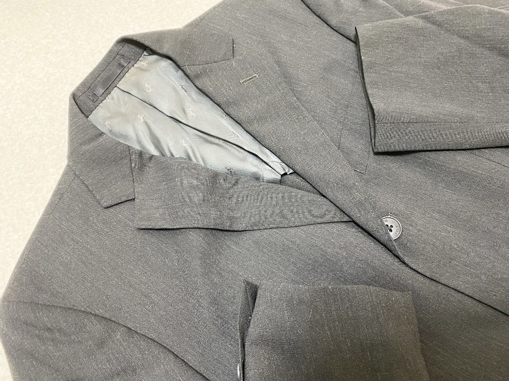  men's 1 size :BLACK LABEL[abx] wool * silk silk jacket & pants / suit : light gray pattern black / charcoal gray 