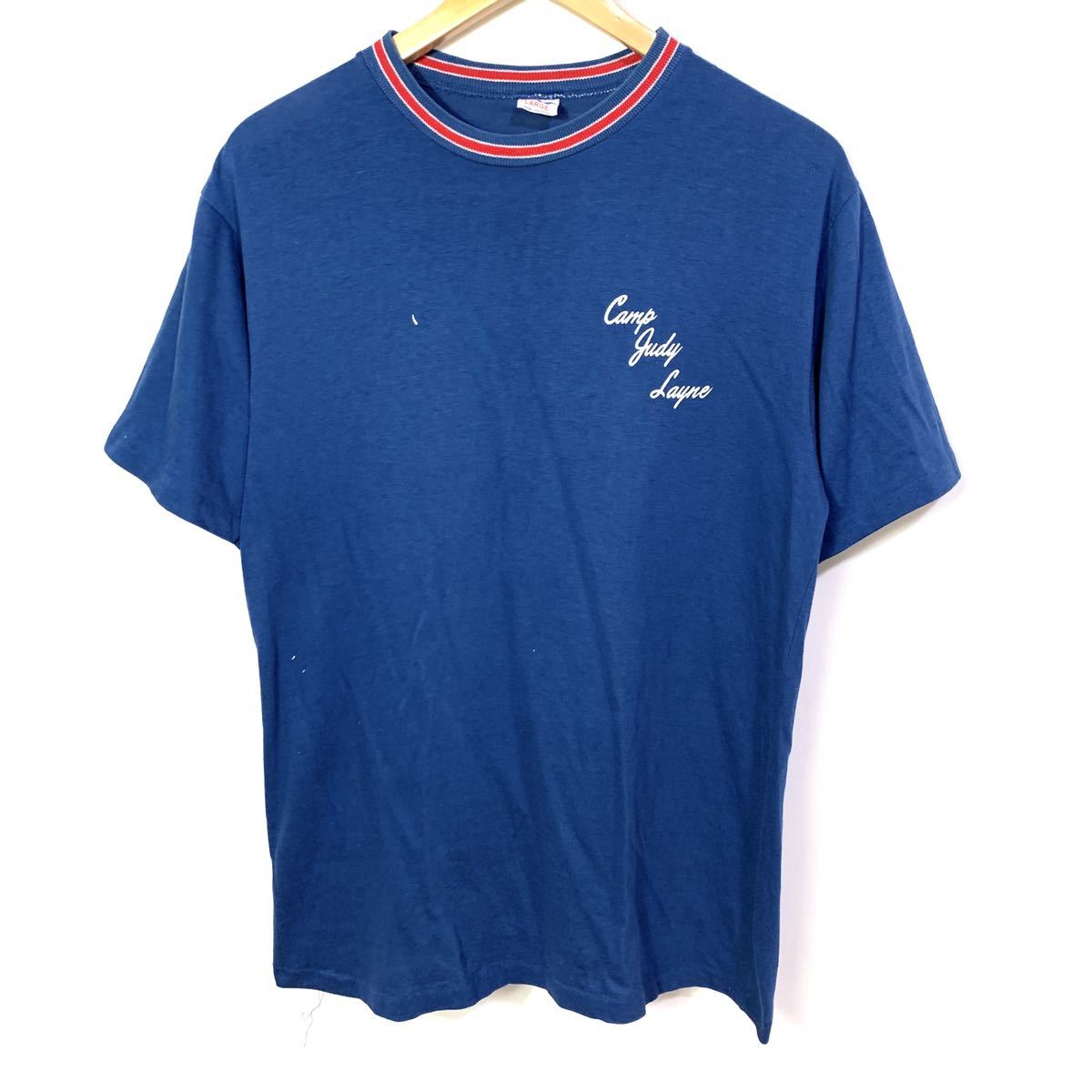 ■70s 70年代 ビンテージ Champion チャンピオン バータグ ワンポイント 半袖 トリムTシャツ 古着 アメカジ サイズL■_画像1