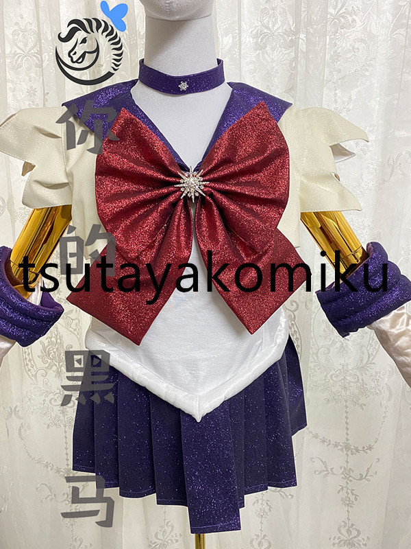 高品質 豪華版！手袋付き☆コスプレ衣装/美少女戦士セーラームーン Sailor Moon/セーラーサターン 風 靴 ウィッグ 別売り_画像3