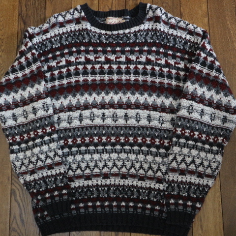 90s USA производства Woolrich окантовка хлопок вязаный свитер M вырез лодочкой черный Woolrich 
