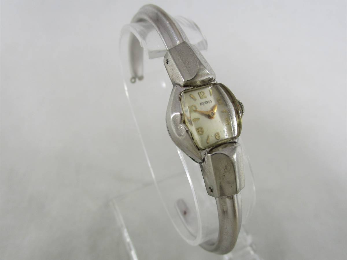 1950年代 BENRUS ベンラス アンティーク ビンテージ 手巻き 腕時計 女性用 シルバー銀色 ヴィンテージ ウォッチ バングル型 ブレスレット_画像3