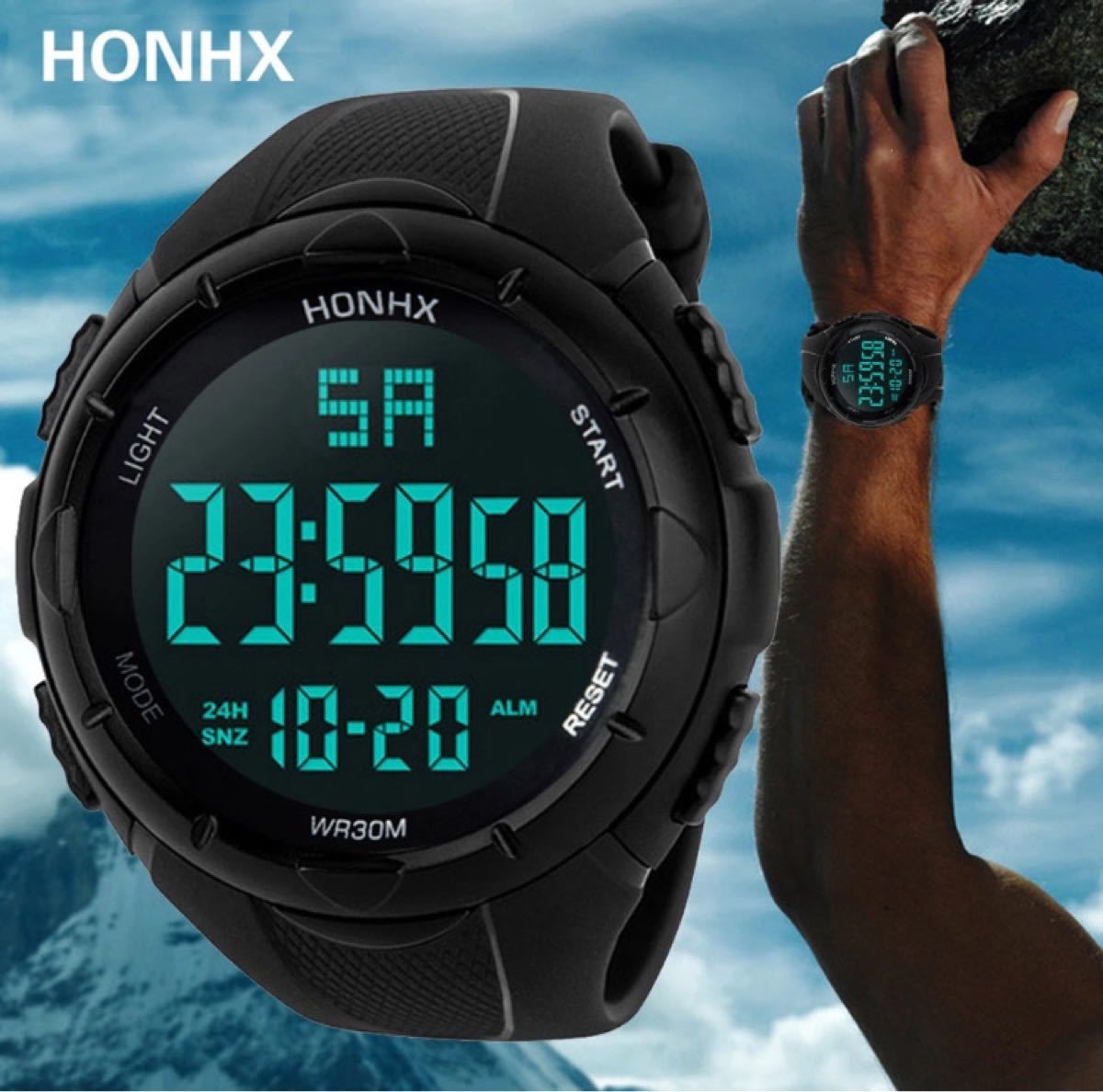 驚きの安さ ダイバーズタイプ HONHX アウトドア白 新品未使用 3気圧防水腕時計