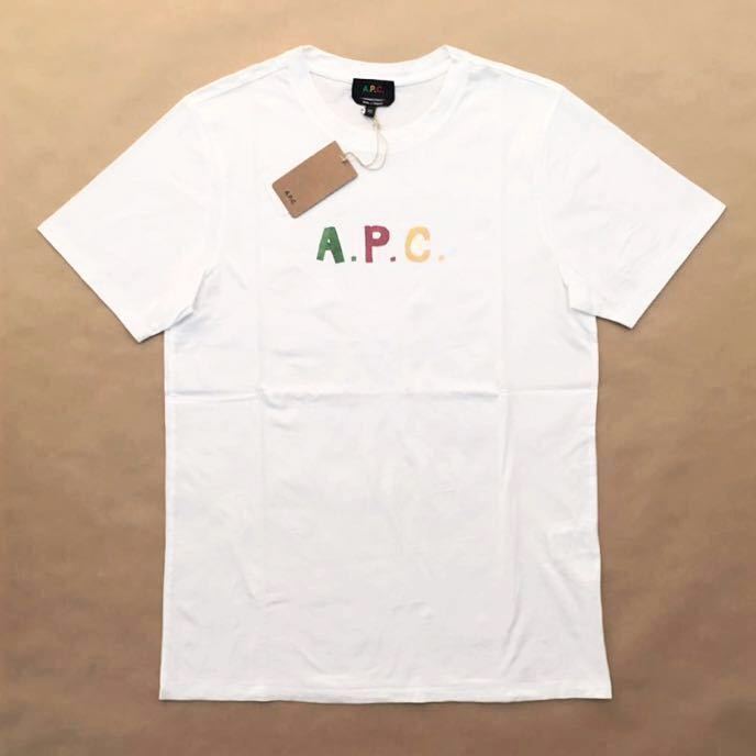 極美品 正規品 A.P.C. COULEURS ロゴ 半袖 Tシャツ ホワイト ラスタカラー XS ユニセックス 紙タグ付き 完売 APC アーペーセー @a670_画像1