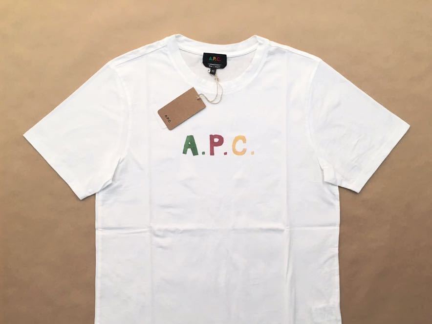 極美品 正規品 A.P.C. COULEURS ロゴ 半袖 Tシャツ ホワイト ラスタカラー XS ユニセックス 紙タグ付き 完売 APC アーペーセー @a670_画像2