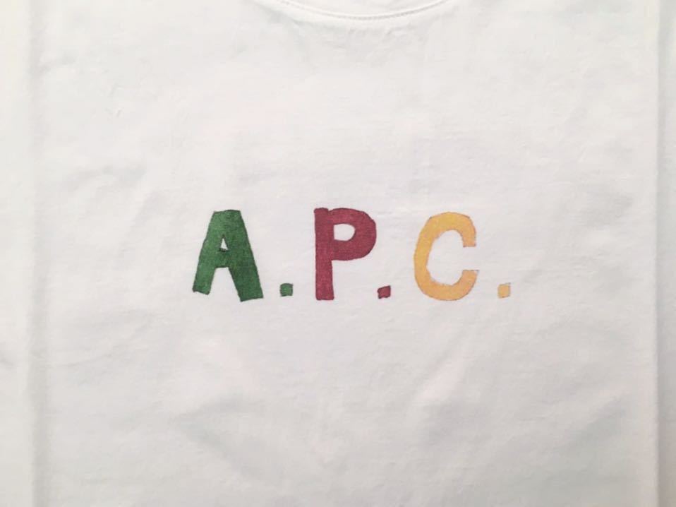 極美品 正規品 A.P.C. COULEURS ロゴ 半袖 Tシャツ ホワイト ラスタカラー XS ユニセックス 紙タグ付き 完売 APC アーペーセー @a670_画像3