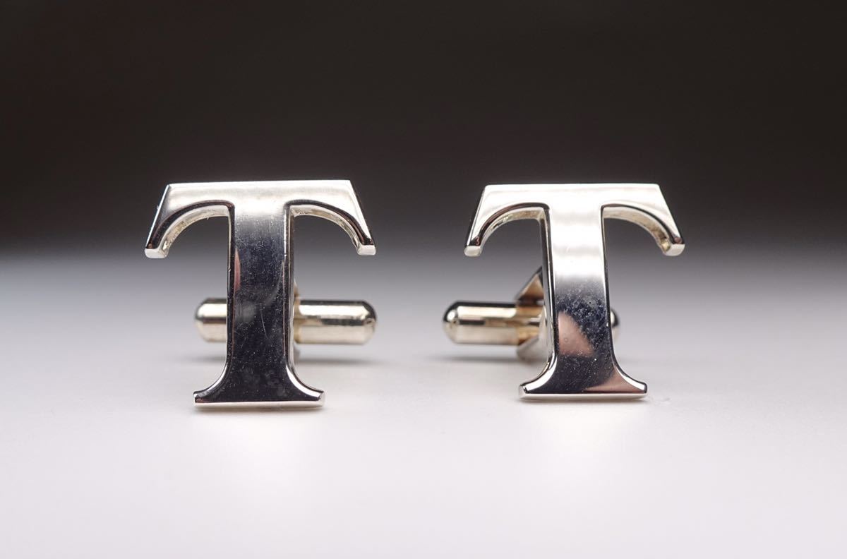  Tiffany T T emblem silver 925 cuff links cuffs button 