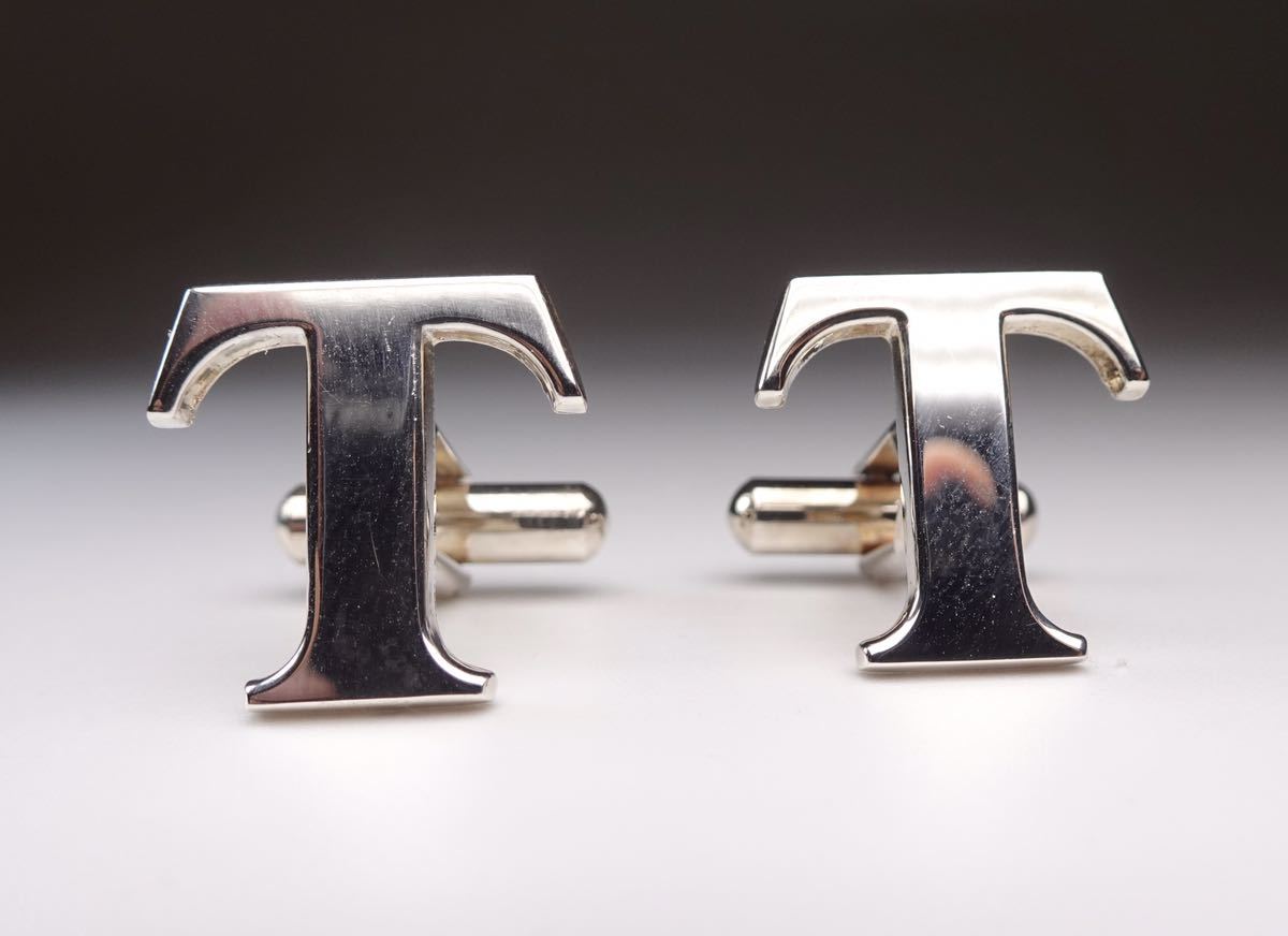  Tiffany T T emblem silver 925 cuff links cuffs button 